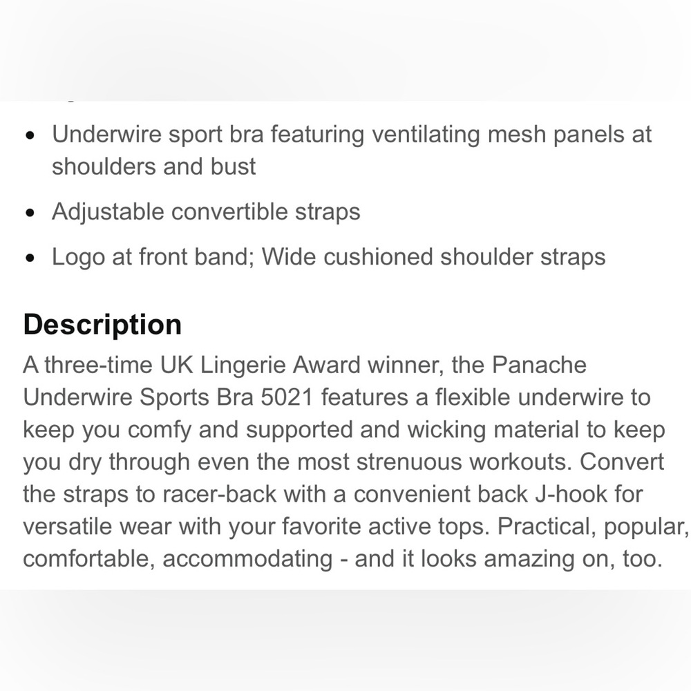 Panache Nude Beige Sports Bra - High Support Underwire in 34I US - Picture 14 of 14
